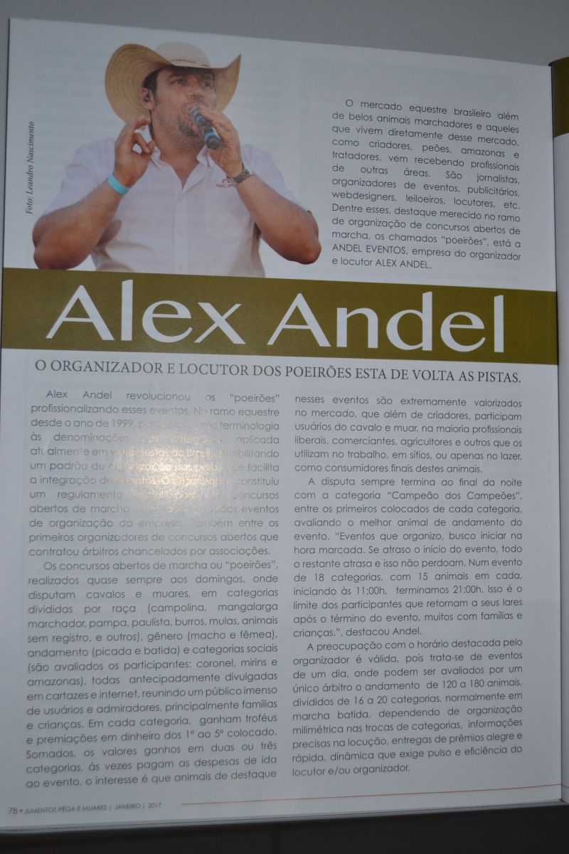 Revista Alta Linhagem destaca Alex Andel entre os melhores locutores e organizadores de eventos equestres do Brasil